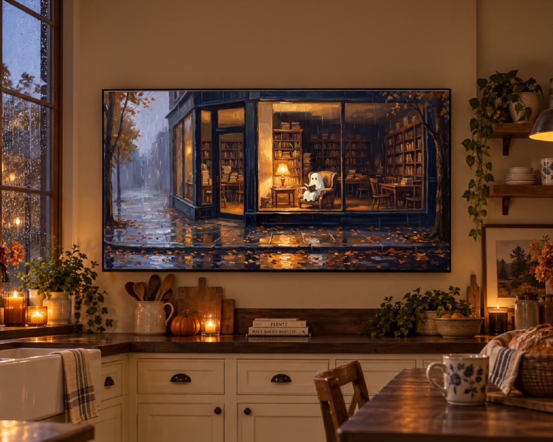 Cozy Halloween TV Wallpaper Bundle - 4 Ghost Scenes | Frame TV Art | Autumn Digital Art | Instant Download