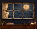 Ghost at a Moonlit Window - Halloween TV Wallpaper | Palette Knife Oil Painting | Digital TV Screen Background | Instant Download