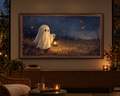 Ghost with a Lantern - Halloween TV Wallpaper | Palette Knife Oil Painting | Digital TV Screen Background | Instant Download