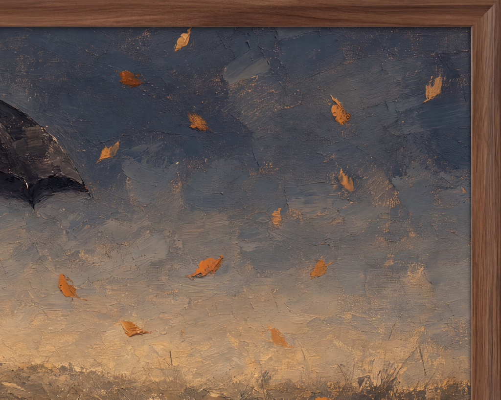 Ghost with Umbrella - Halloween TV Wallpaper | Palette Knife Oil Painting | Digital TV Screen Background | Instant Download