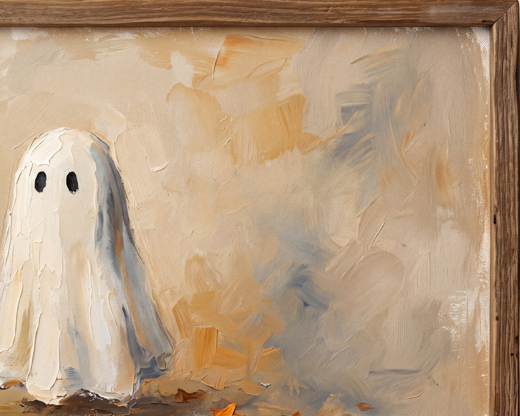 Quiet Autumn Ghost - Halloween TV Wallpaper | Palette Knife Oil Painting | Digital TV Screen Background | Instant Download