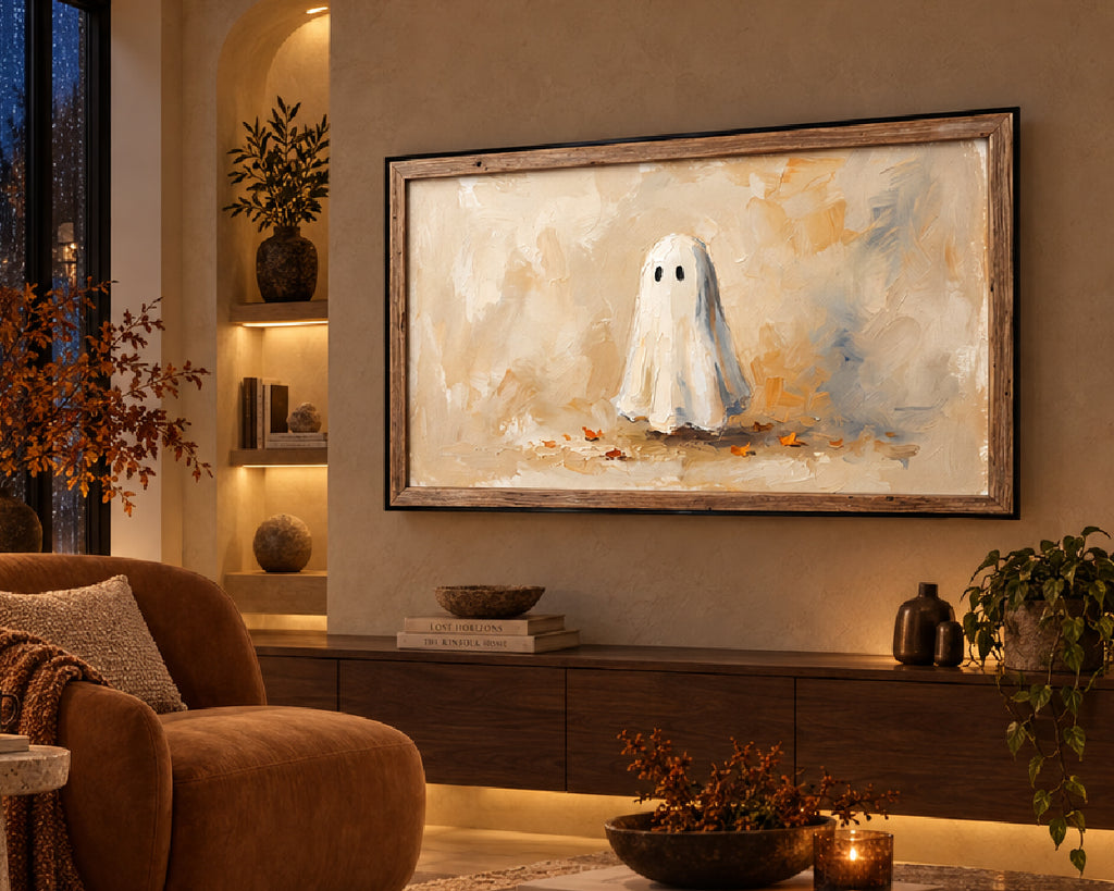 Quiet Autumn Ghost - Halloween TV Wallpaper | Palette Knife Oil Painting | Digital TV Screen Background | Instant Download