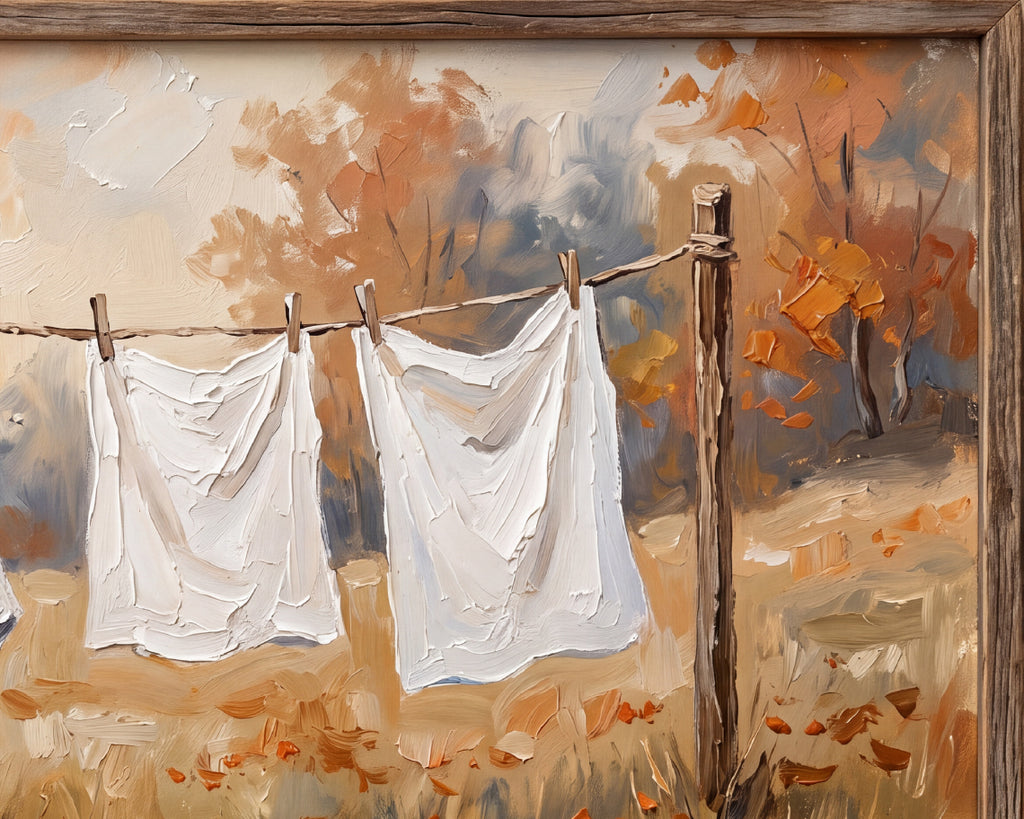 Ghost on the Clothesline - Halloween TV Wallpaper | Palette Knife Oil Painting | Digital TV Screen Background | Instant Download