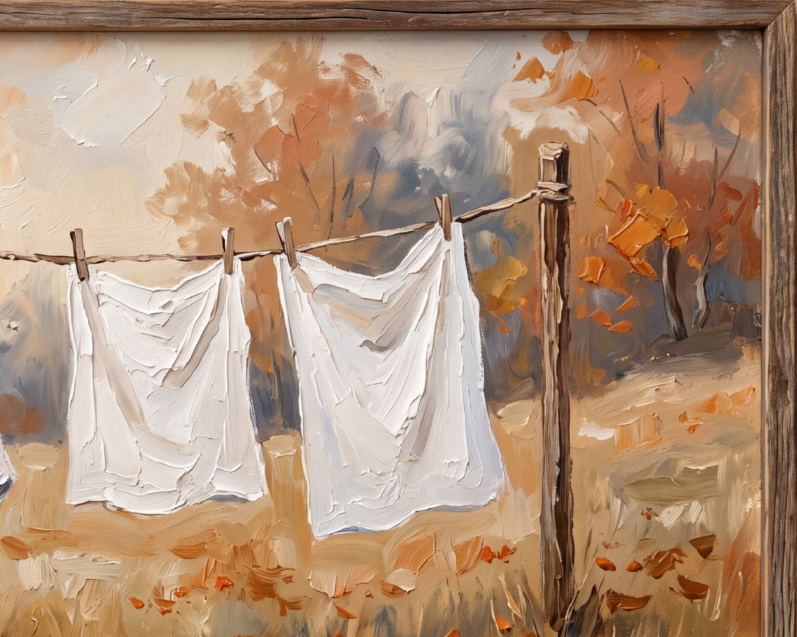 Ghost on the Clothesline - Halloween TV Wallpaper | Palette Knife Oil Painting | Digital TV Screen Background | Instant Download