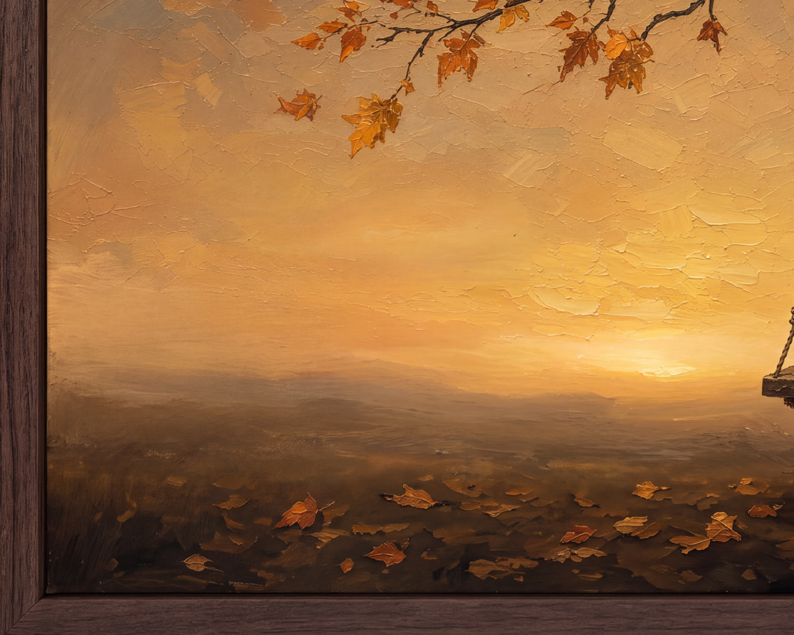 Halloween TV Wallpaper - Ghost on an Autumn Swing | Palette Knife Oil Painting | Digital TV Screen Background | Instant Download