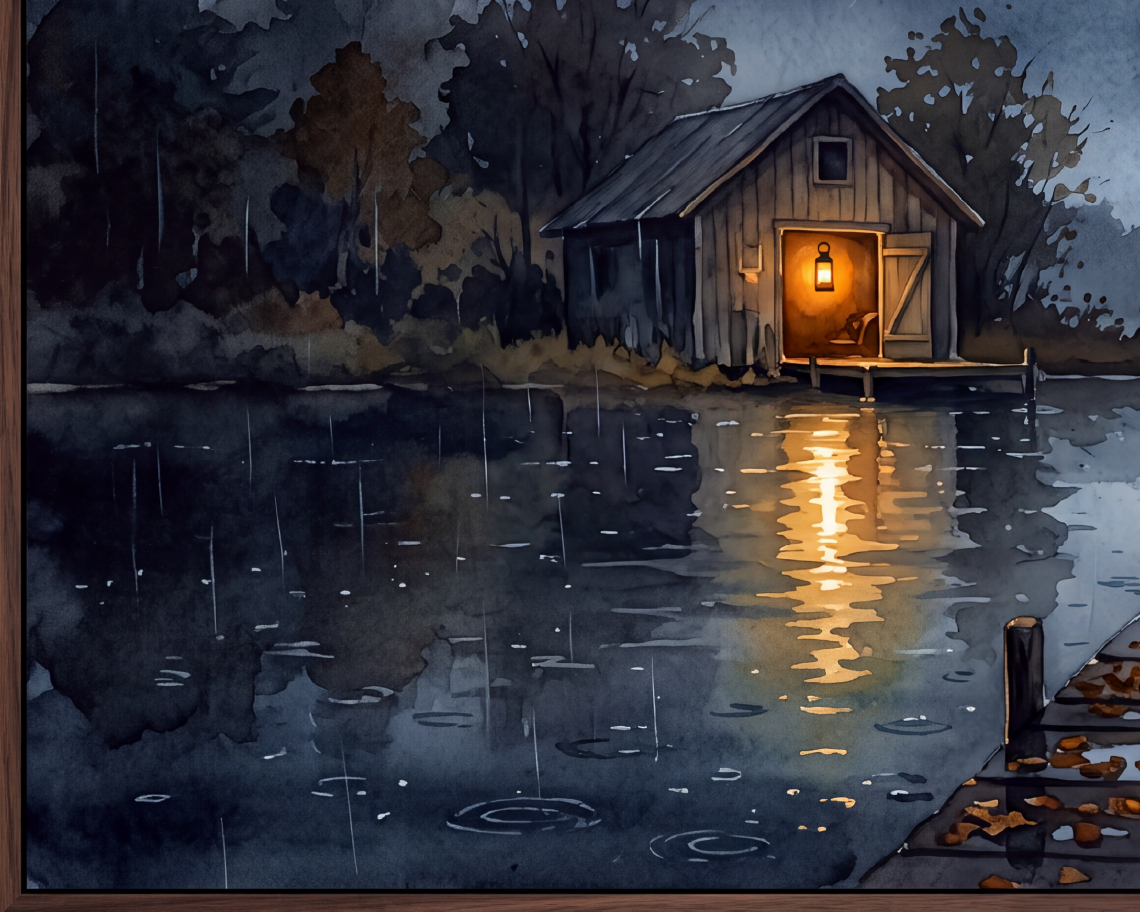 Ghost Fishing by the Lake - Halloween TV Wallpaper | Watercolor Painting | Digital TV Screen Background | Instant Download