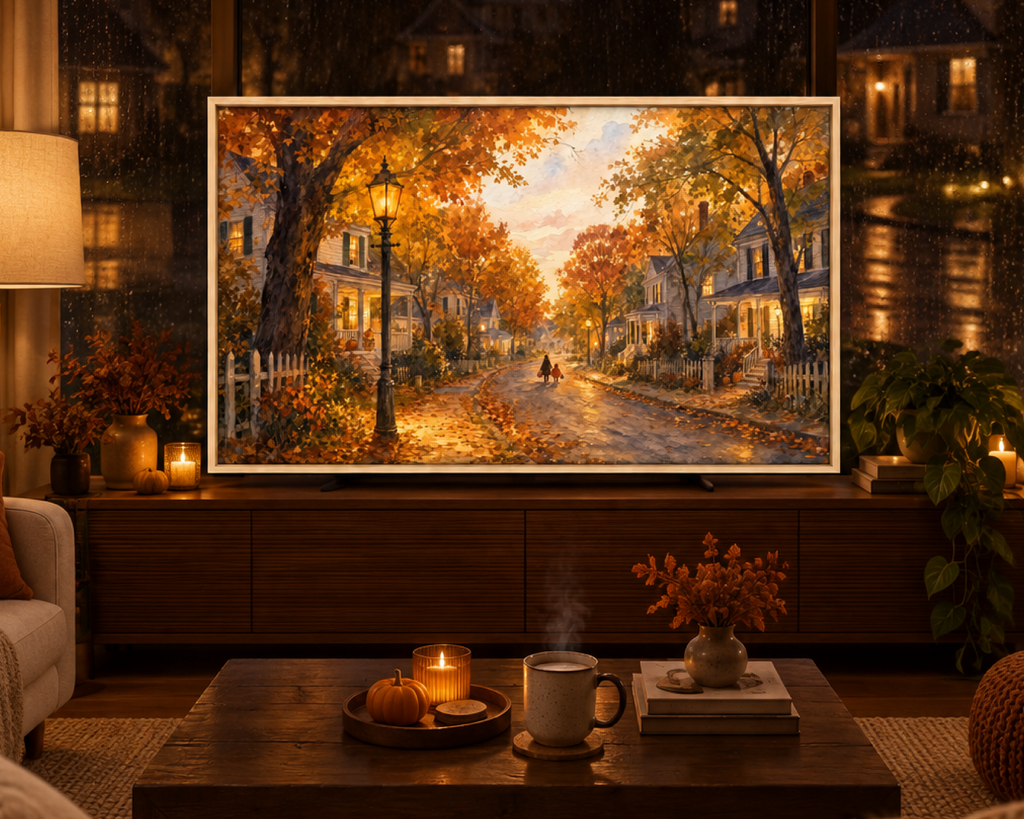 Halloween Trick or Treaters - Halloween TV Wallpaper | Acrylic Painting | Digital TV Screen Background | Instant Download