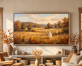 Golden Autumn Meadow Ghosts - Halloween TV Wallpaper | Acrylic Painting | Instant Download