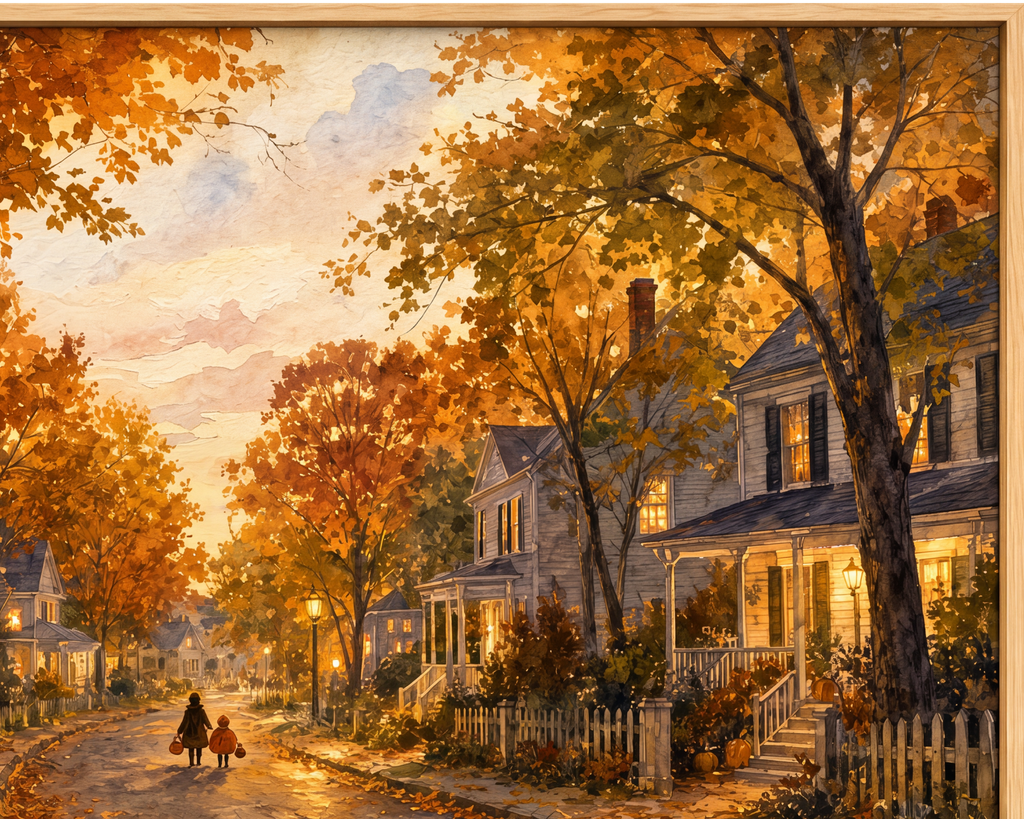 Halloween Trick or Treaters - Halloween TV Wallpaper | Acrylic Painting | Digital TV Screen Background | Instant Download