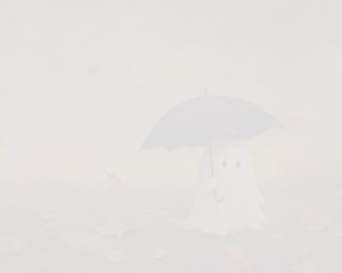 Halloween TV Wallpaper - Ghost with a Black Umbrella | Palette Knife Oil Painting | Digital TV Screen Background | Instant Download