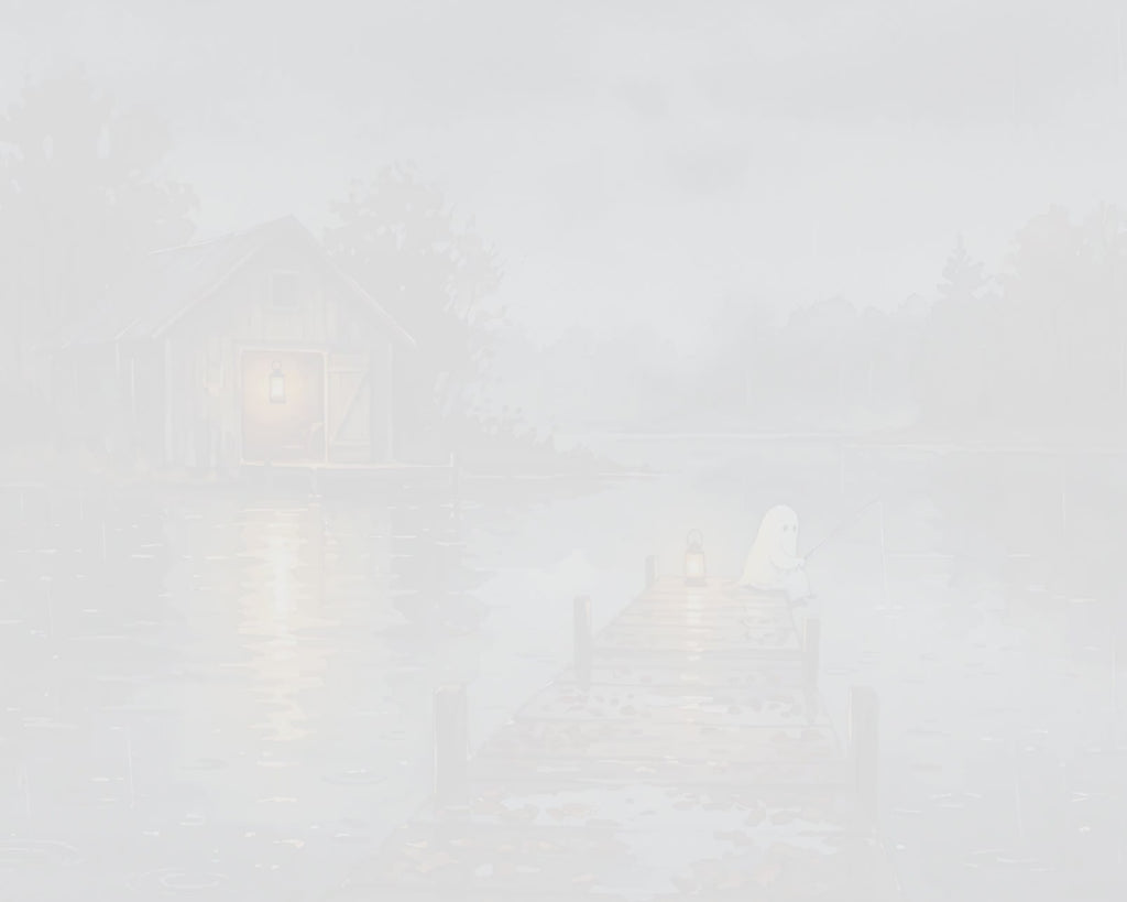 Ghost Fishing by the Lake - Halloween TV Wallpaper | Watercolor Painting | Digital TV Screen Background | Instant Download