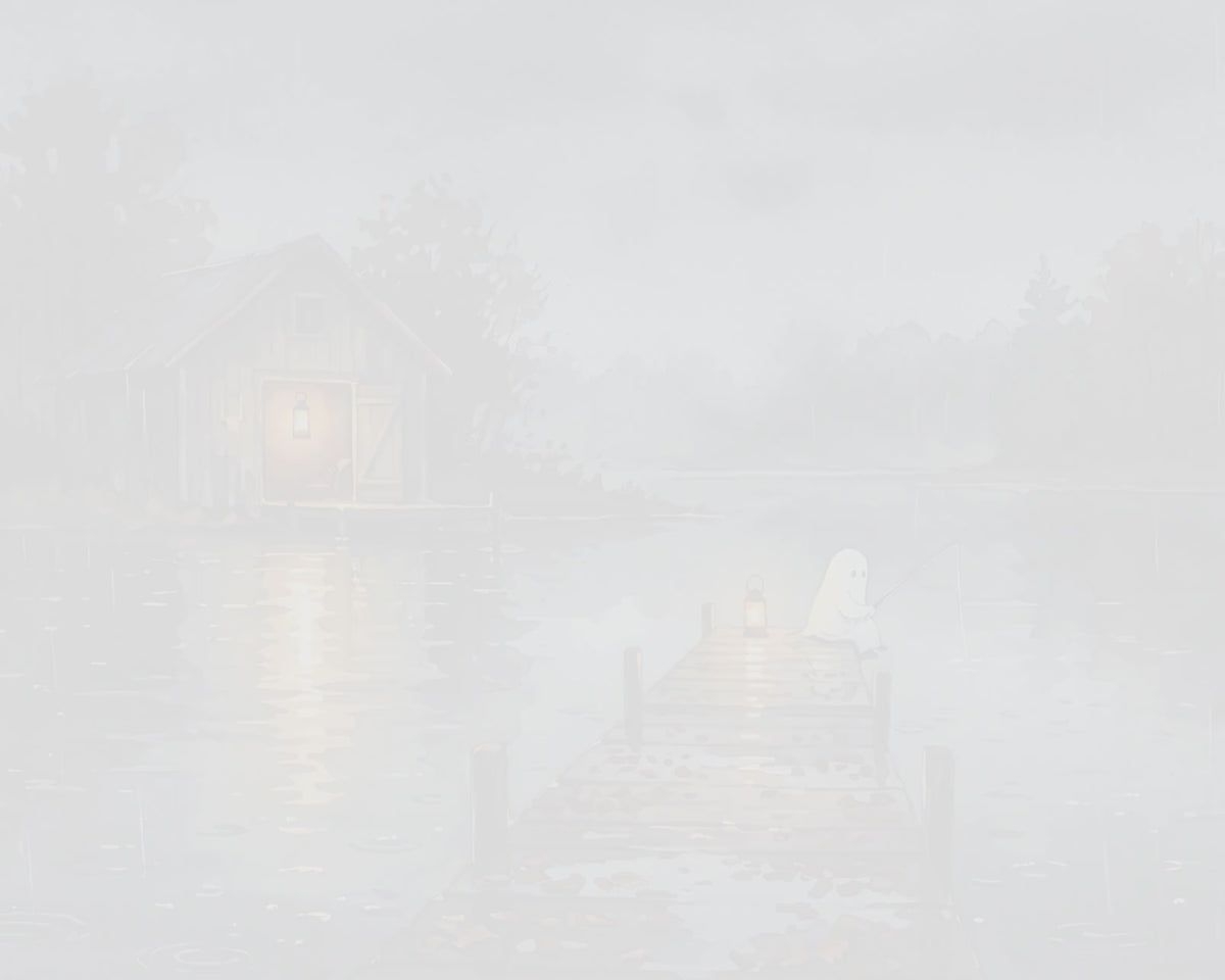 Ghost Fishing by the Lake - Halloween TV Wallpaper | Watercolor Painting | Digital TV Screen Background | Instant Download