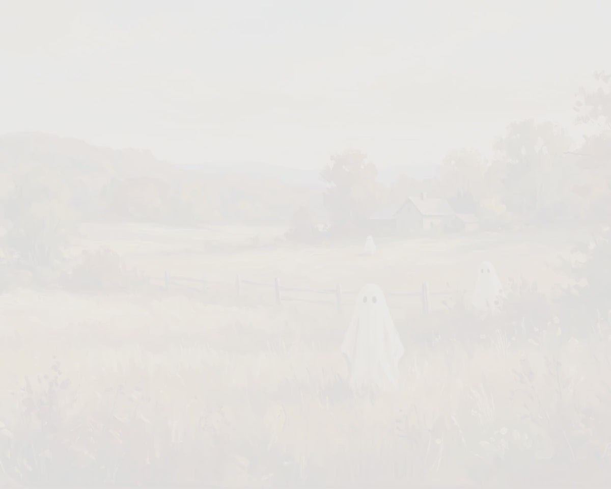 Golden Autumn Meadow Ghosts - Halloween TV Wallpaper | Acrylic Painting | Instant Download
